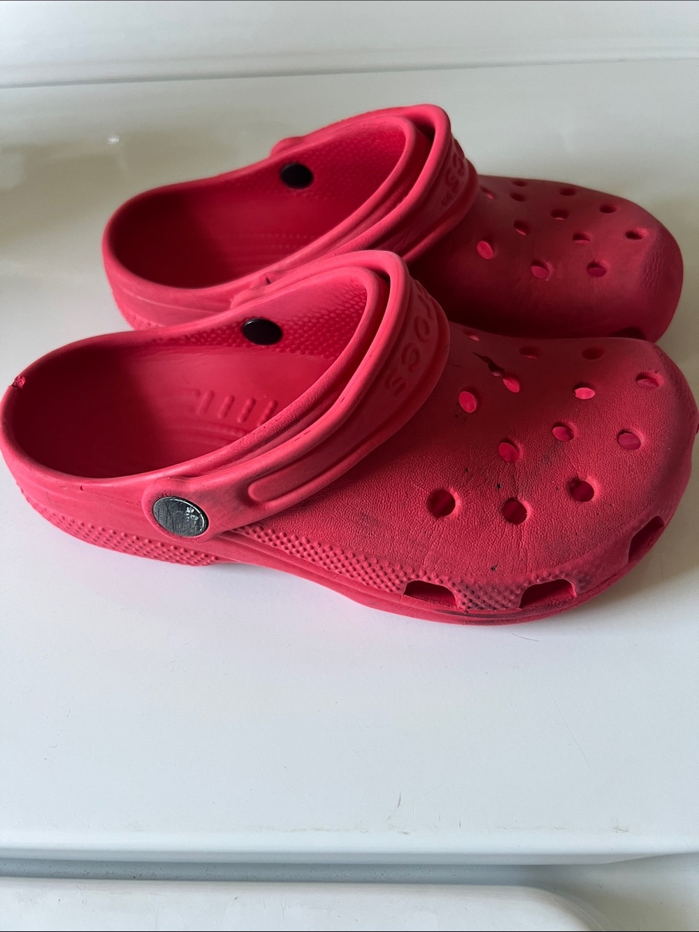 Kids Crocs Lightweight Red Foam Clog Sandals with Heel Strap